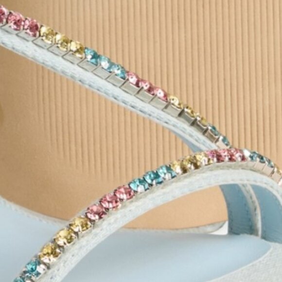 *Stuart Weitzman Made in Spain Soiree Crystal 85 Block Heel Sandals (For Women)* - Picture 2 of 6